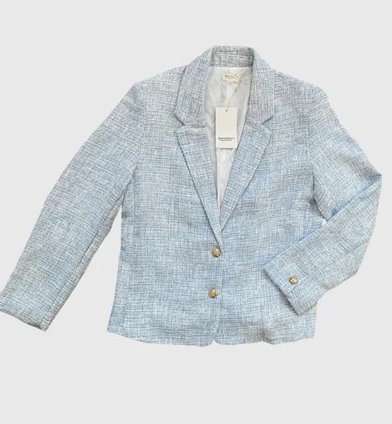 Blazer en tweed bleu ciel · S / 36