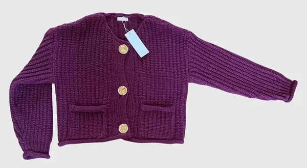 Gilet en grosse maille violet prune · Taille unique