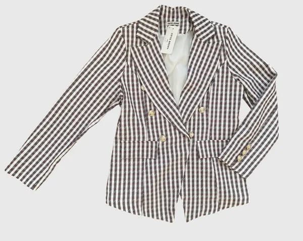 Blazer croisé rayé à boutons dorés · XL / 42