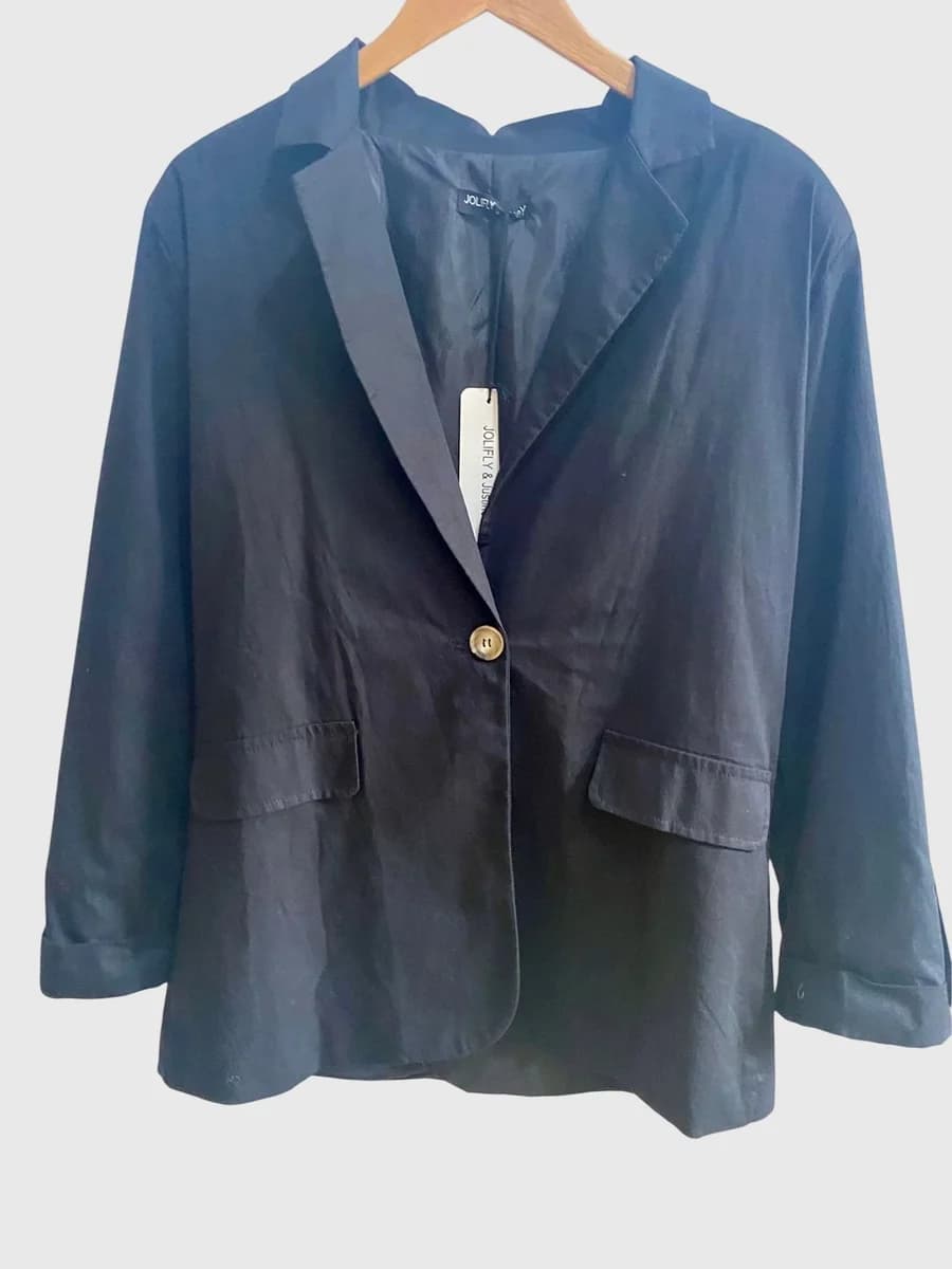 Blazer en coton et lin · Noir
