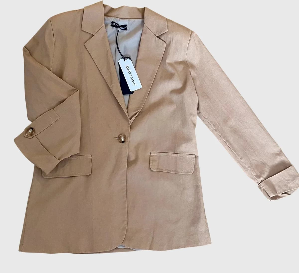Blazer en coton et lin · Camel