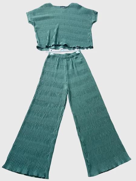 Ensemble plissé top et pantalon palazzo · Taille unique