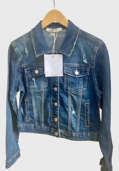 Veste en jean délavé effet destroy · M / 38