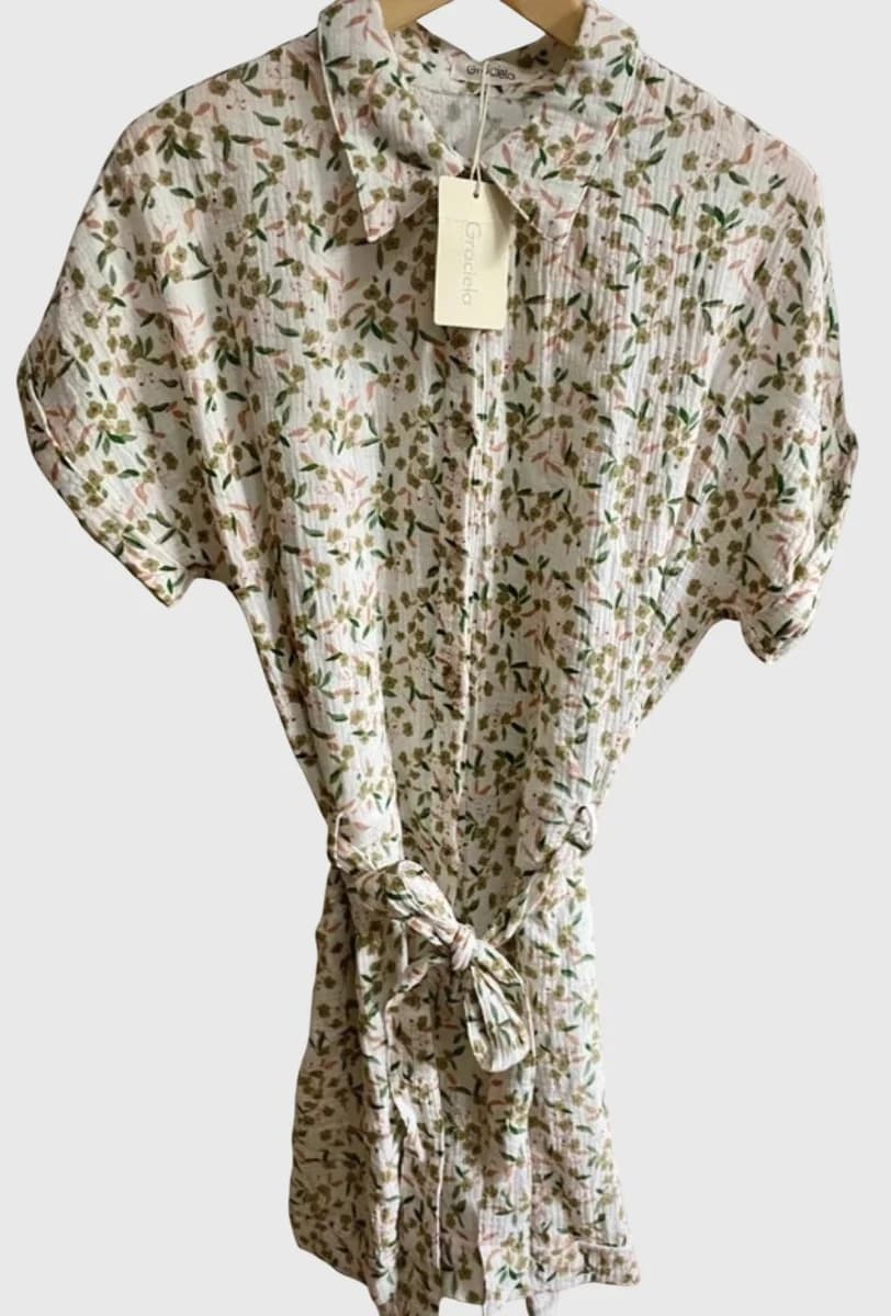 Combishort fleuri en gaze de coton · S / 36
