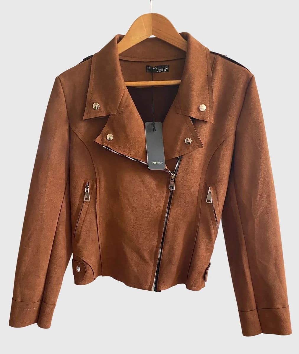 Veste perfecto en suédine · Camel
