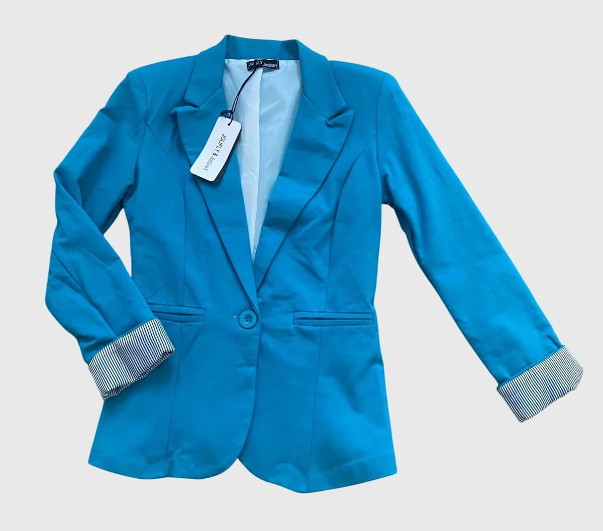 Blazer cintré à manches retroussables · Bleu canard