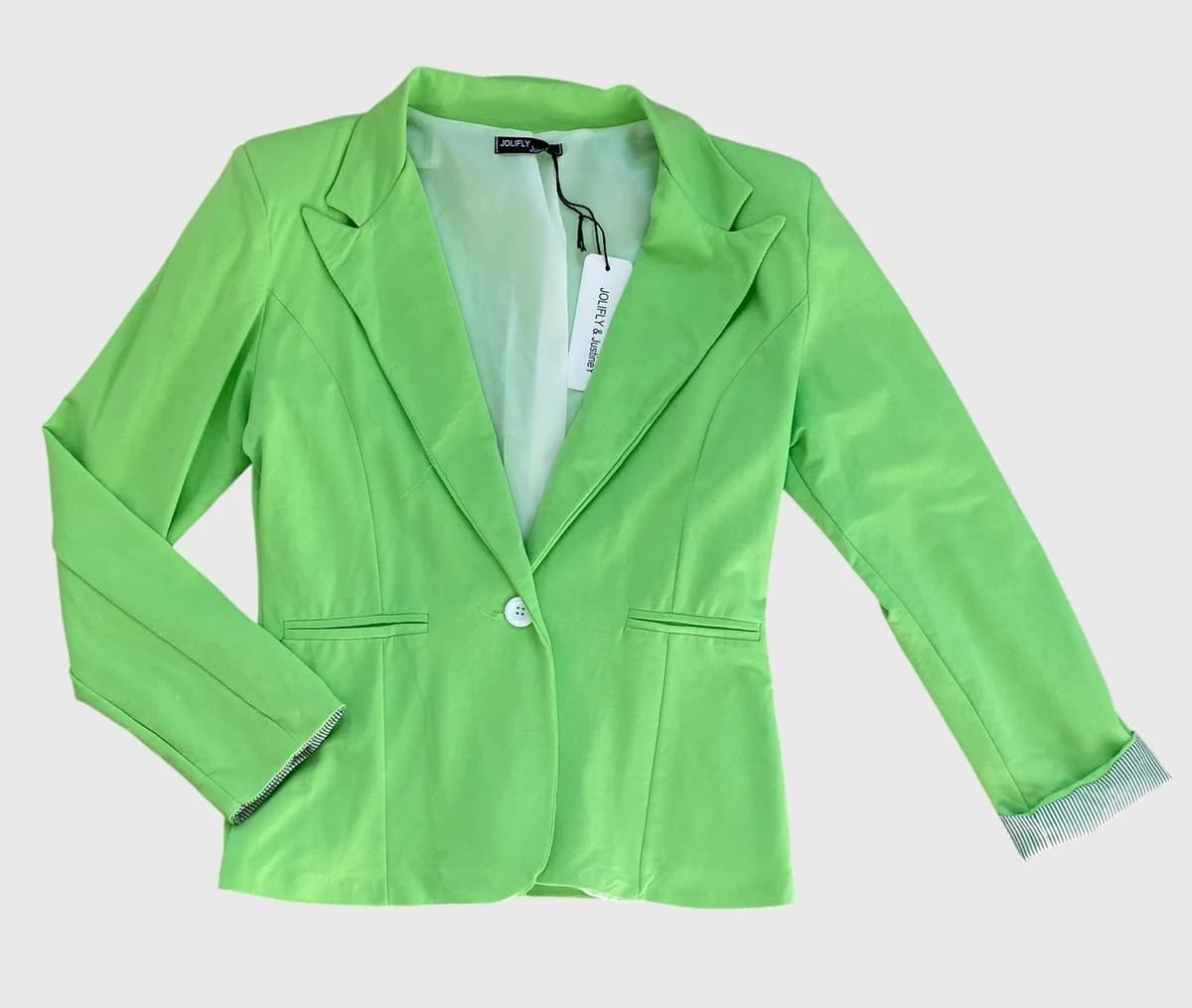 Blazer cintré à manches retroussables · Vert pomme