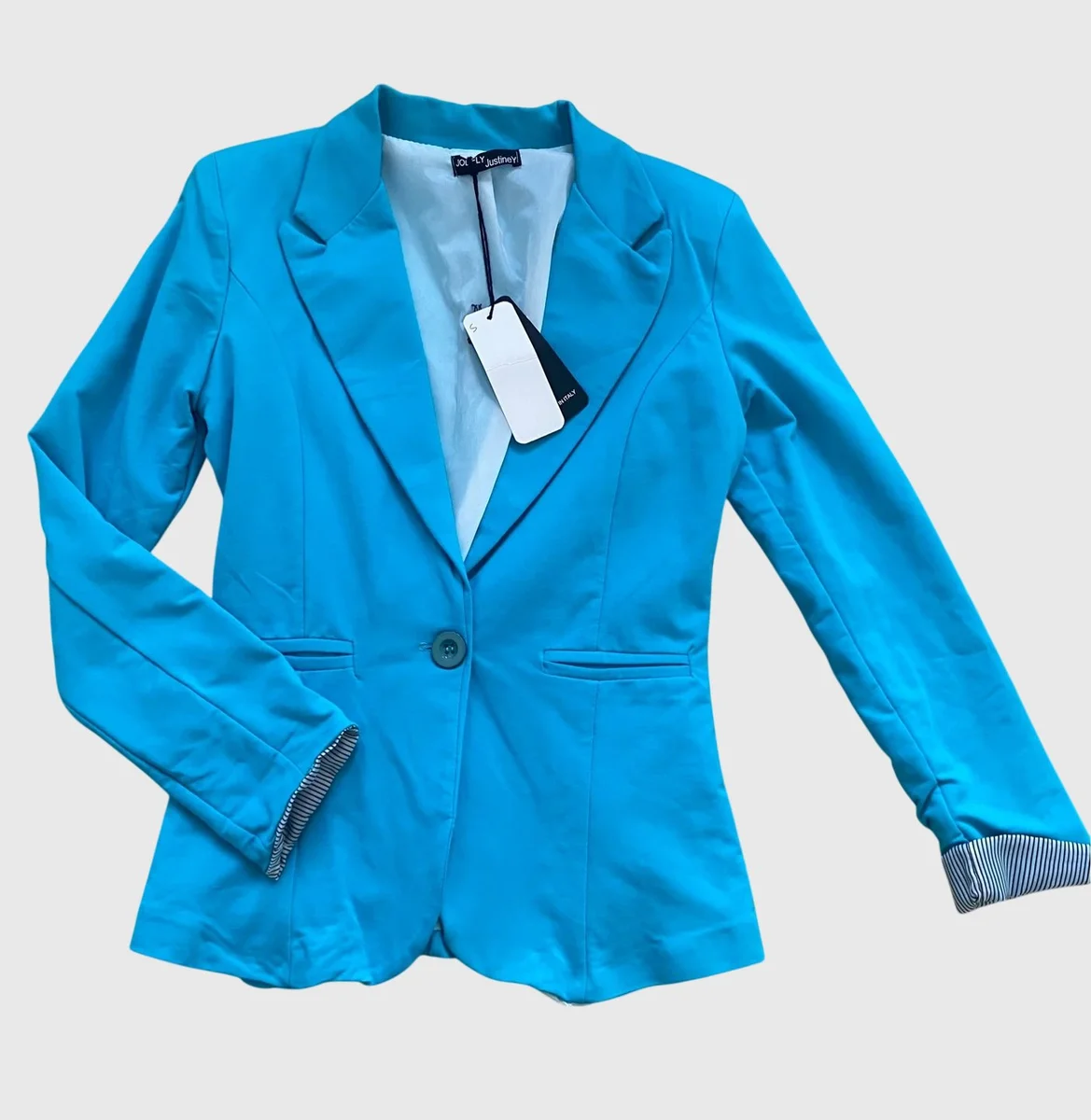 Blazer cintré à manches retroussables · Turquoise