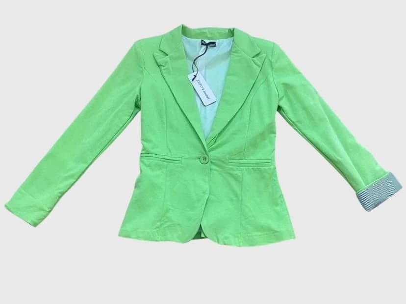 Blazer cintré à manches retroussables · Vert anis · bouton vert